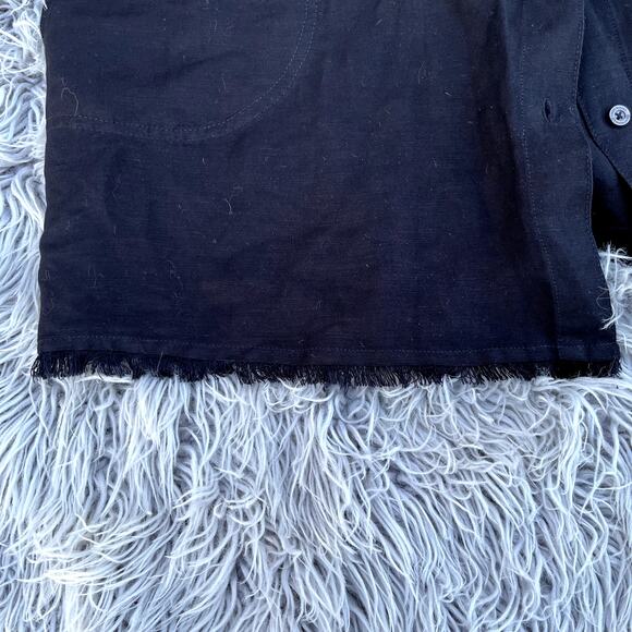 Tommy Bahama St. Lucia Linen Blend Boyfriend Shirt Black Swim Cover Up Women's L - Picture 10 of 12